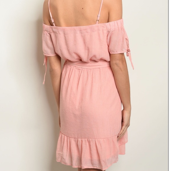 CLEARANCE ‼️PINK BLUSH OFF SHOULDER - DRESS - Picture 3 of 4